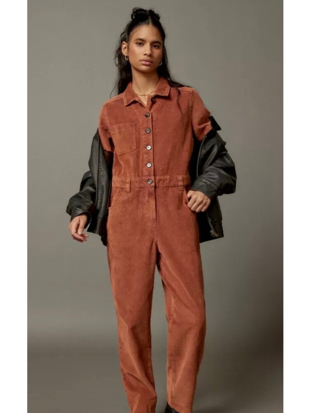 BDG Urban Outfitters Smith Corduroy Coverall Jumpsuit in Rust Brown- Women'S XS